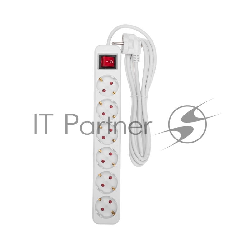 Rexant 13-4047 Удлинитель STANDARD 6 гнезд, 3м, 3х1,0мм?, с/з, с выключателем, белый 