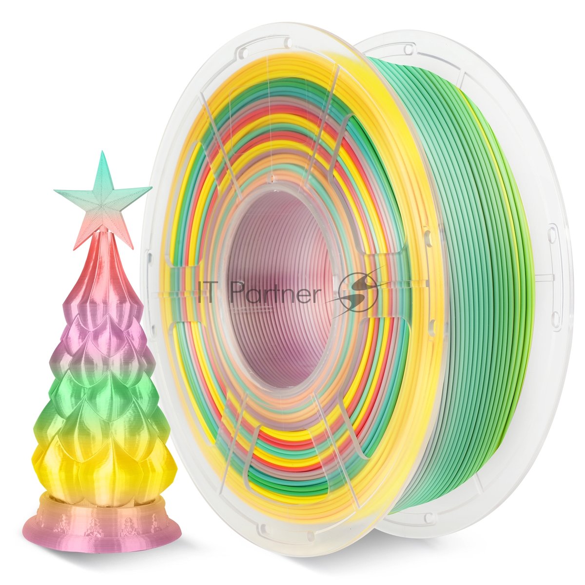 Филамент NV Print NV-3D-SILK-PLA-P-RAINBOW-01, Silk PLA+, 1.75мм, радужный
