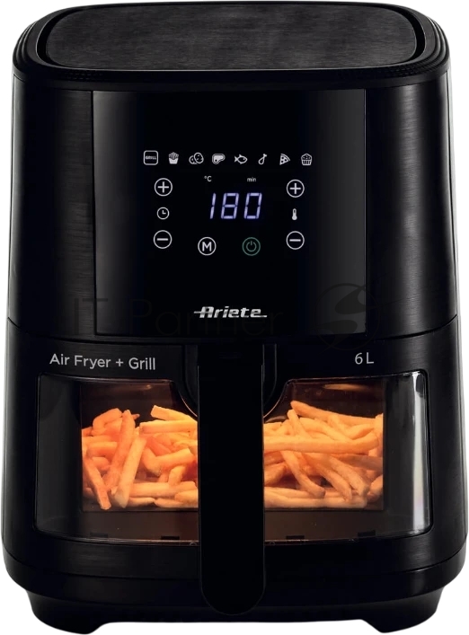 Аэрофритюрница Ariete Air fryer 4626/00 черный, 1300 Вт, 6 л, сенсор, 8 программ