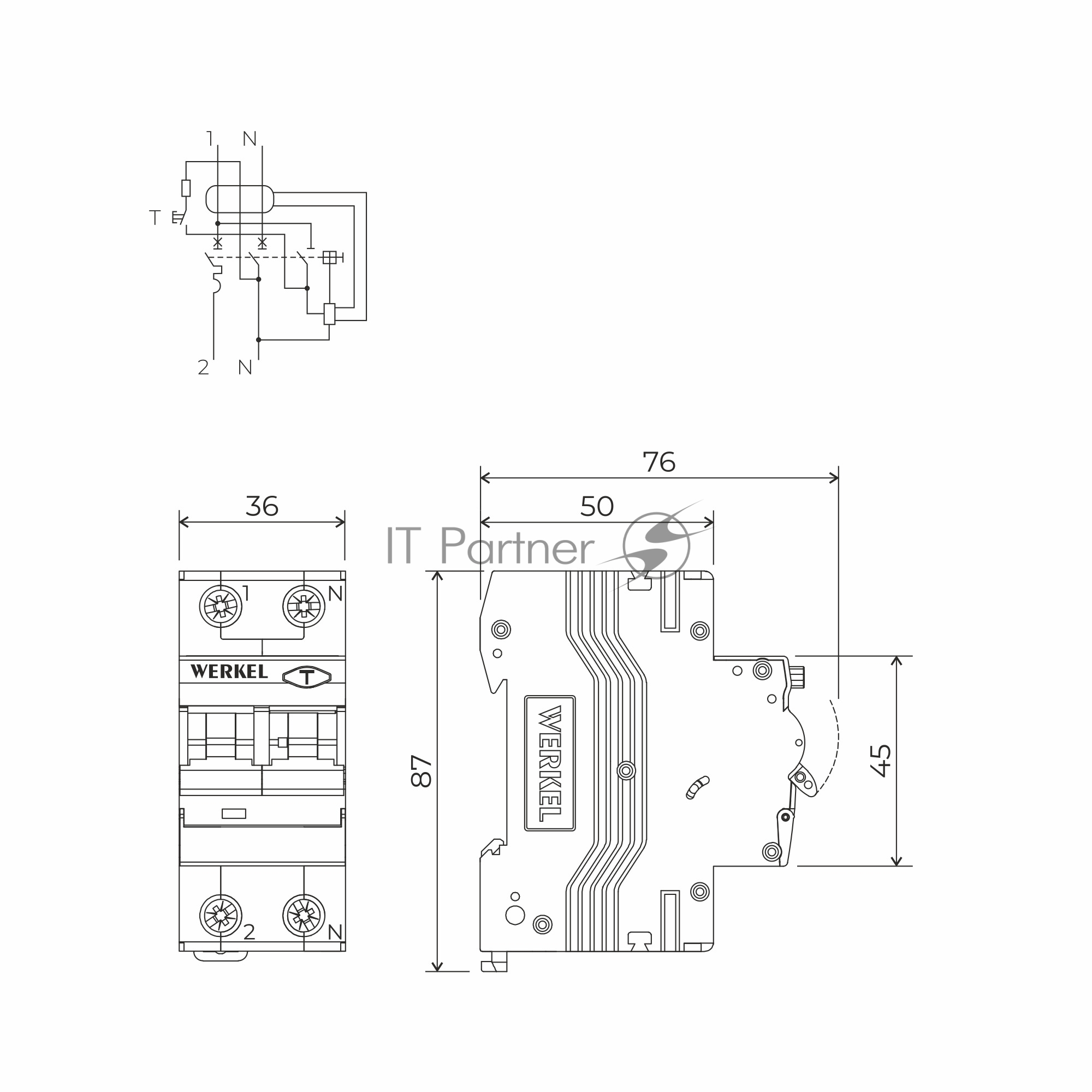 Дифференциальный автомат Werkel 1P+N 16 A 30 mА  6 kА  C A W922P166