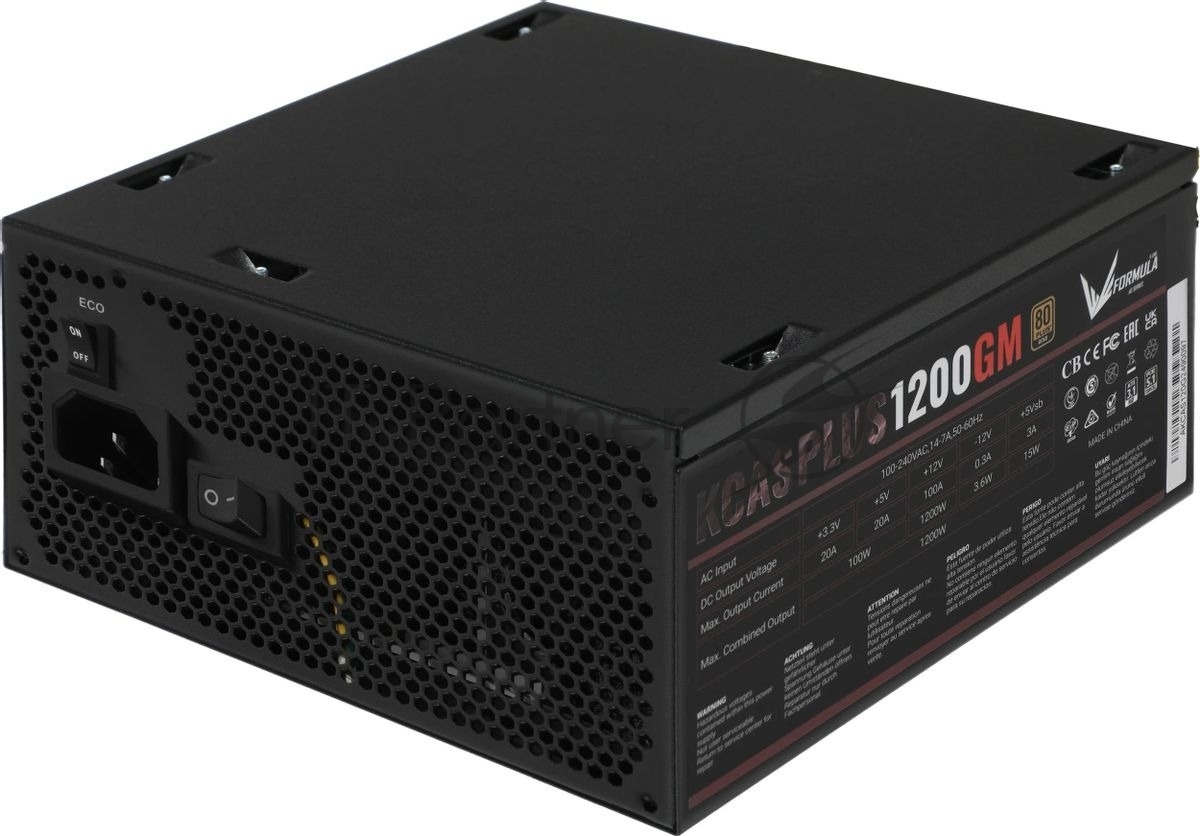 Блок питания Aerocool/Formula KCAS PLUS 1200GM V2, 1200Вт, 80 PLUS Gold, модульный, 140мм, черный