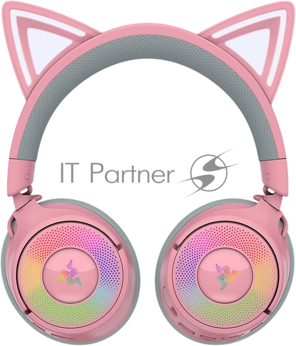 Гарнитура Razer Kraken Kitty V3 Pro Quartz розовый, беспроводная, bluetooth, до 70 ч, подсветка