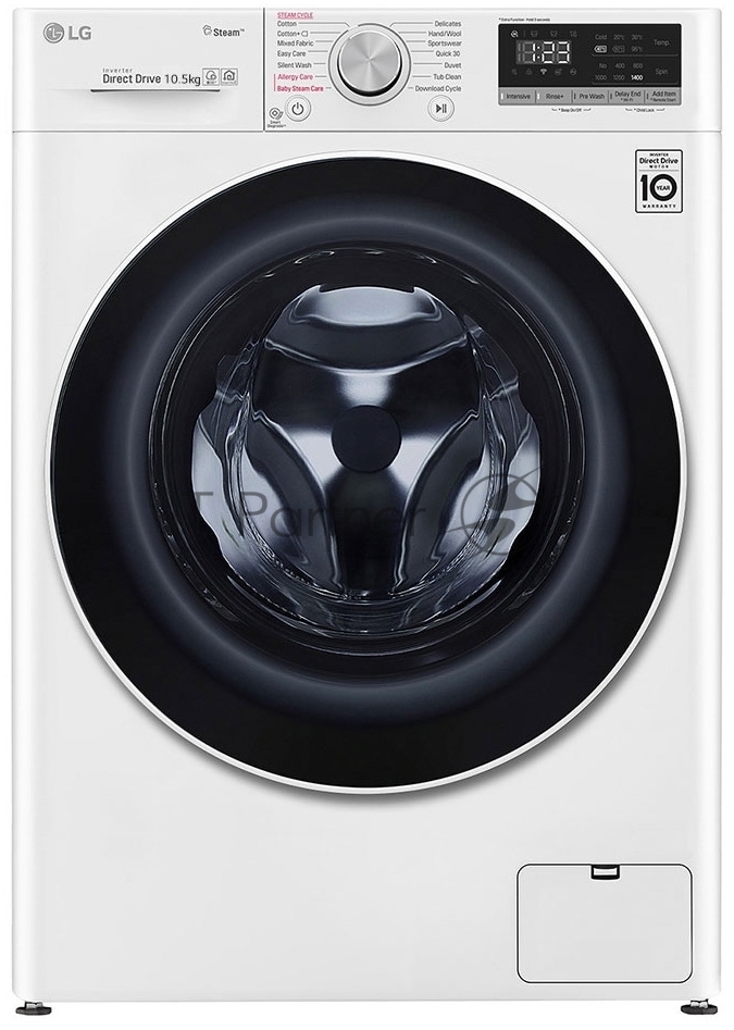 Стиральная машина LG F4V5RYP0W белая, загрузка фронтальная 10.5 кг, 1400 об/мин, класс A