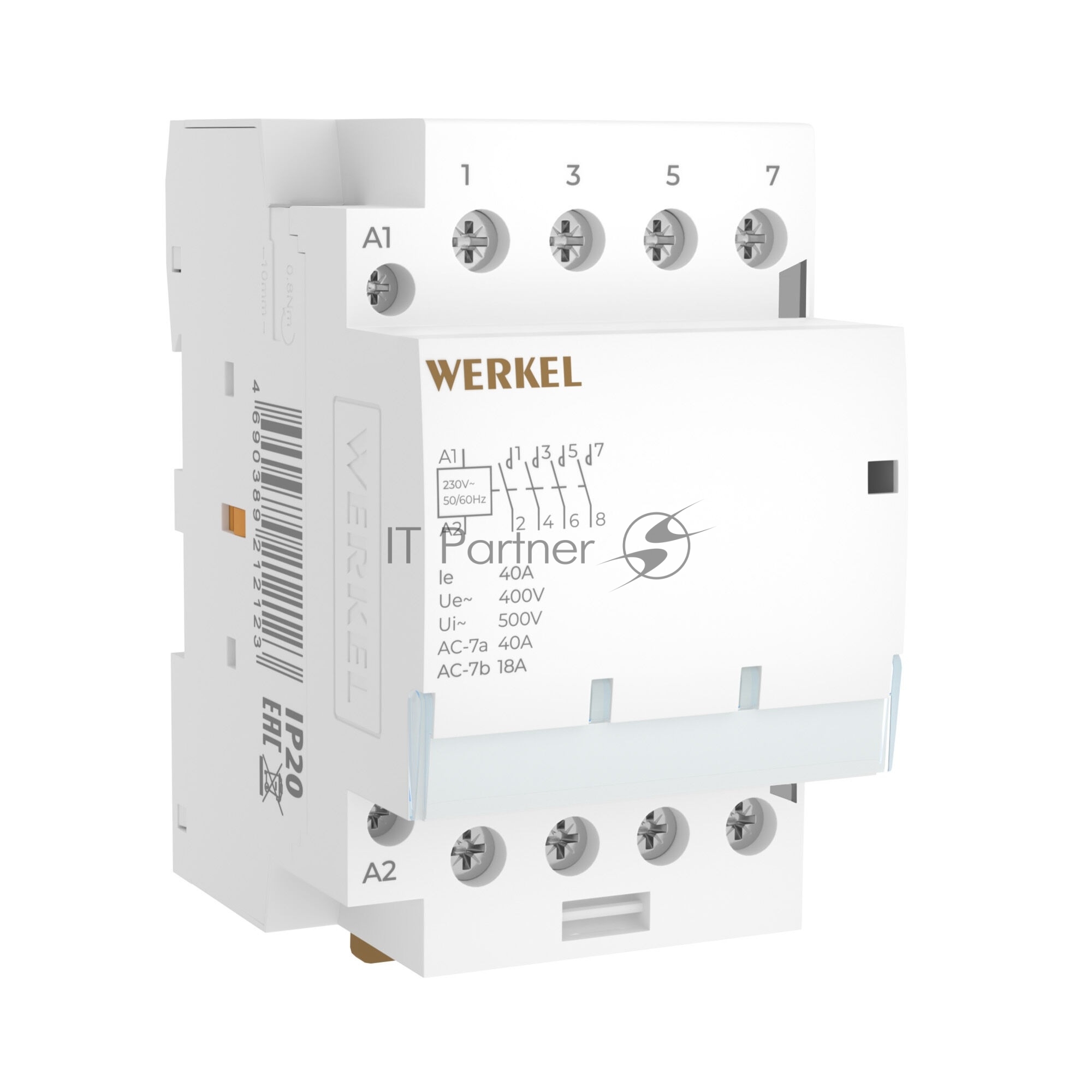 Контактор модульный WERKEL 40 A 4NO (3 мод.) W943M40O