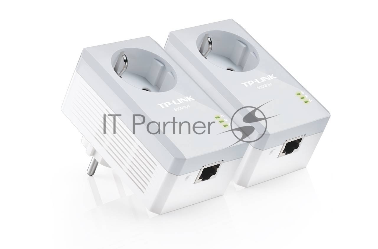 Сетевой адаптер TP-Link TL-PA4010PKIT AV600 Powerline Adapter with AC Pass Through Starter Kit, Ultra Compact Size, 500Mbps Powerline Datarate, 10/100Mbps Fast Ethernet, HomePlug AV, Green Powerline, Plug and Play