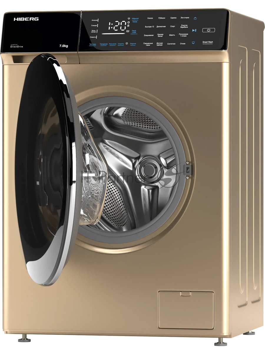 Стиральная машина HIBERG i-DDQ9 - 712 G золотистый, загр. фронтальная макс.: 7 кг 1200 об/мин класс: А+++