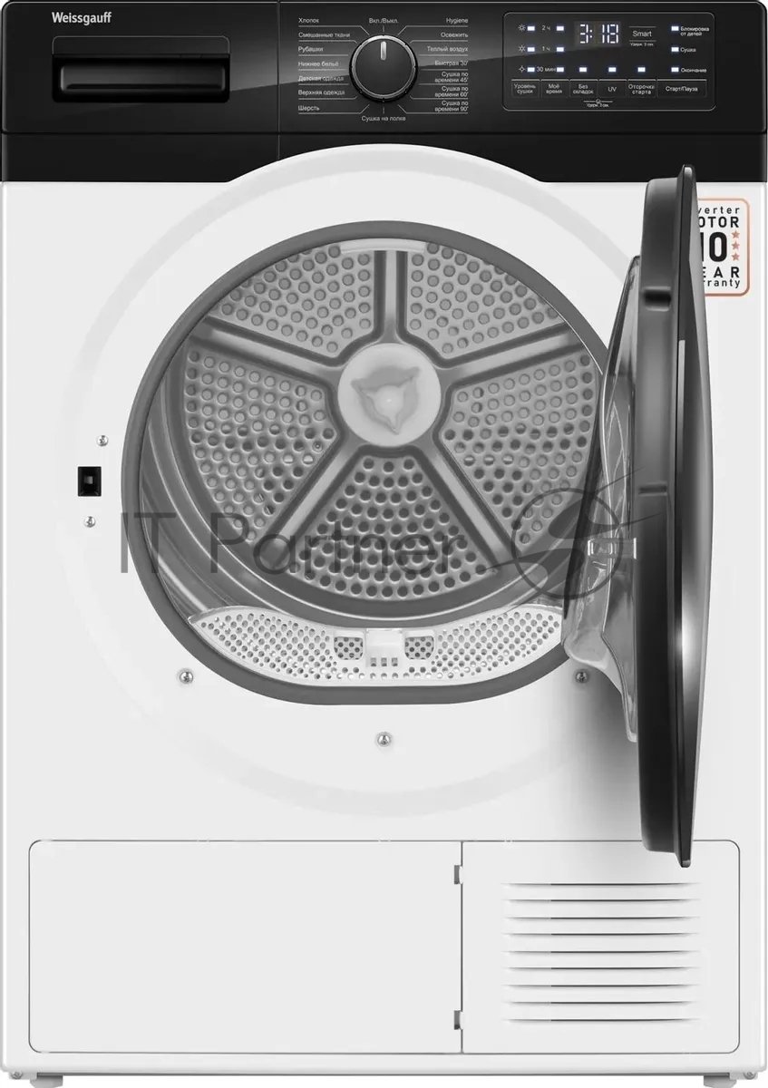 Сушильная машина Weissgauff WD 6110 B Heat Pump белый, 10 кг, сушка - тепловой насос, программ - 16, 60 x 85 x 62 см