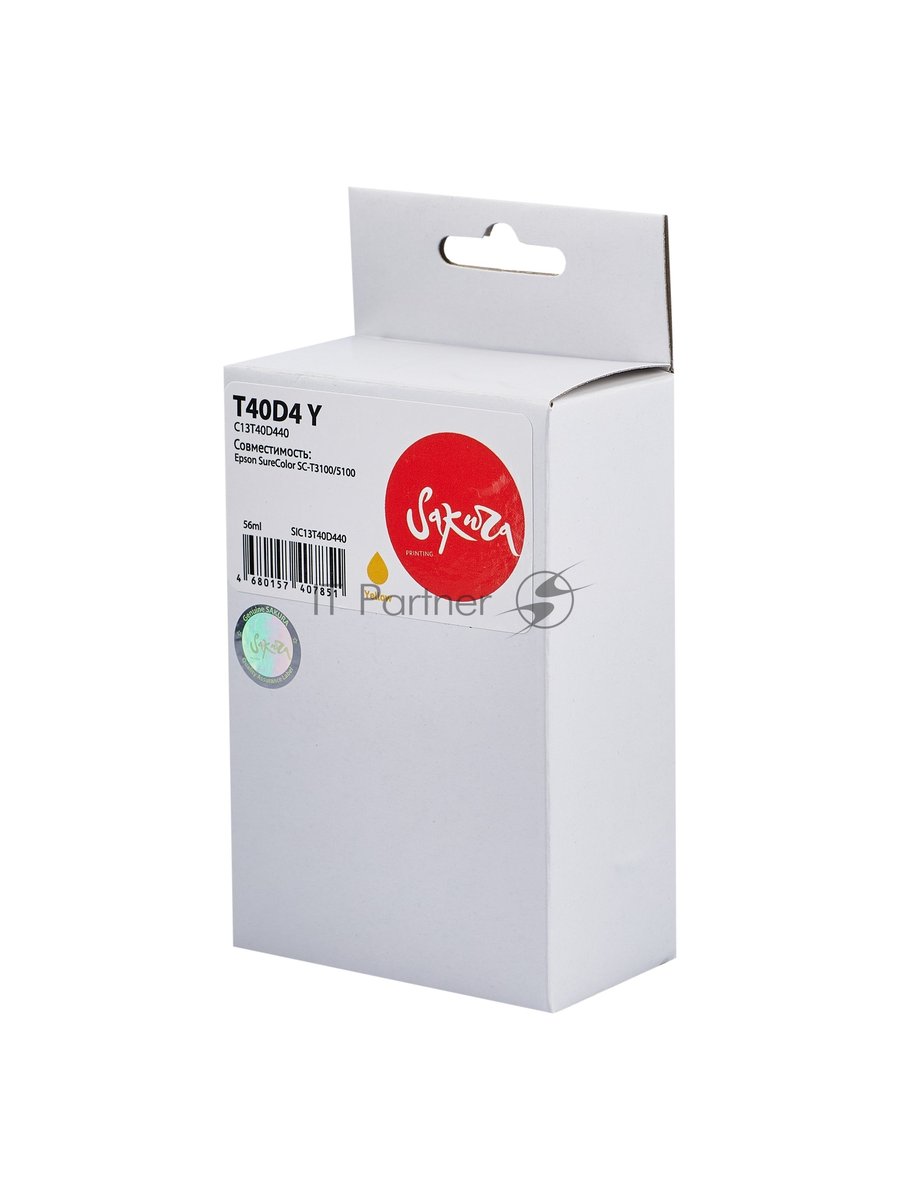 Картридж струйный Sakura C13T40D440 (T40D4 Y) для Epson, желтый, 56 мл.