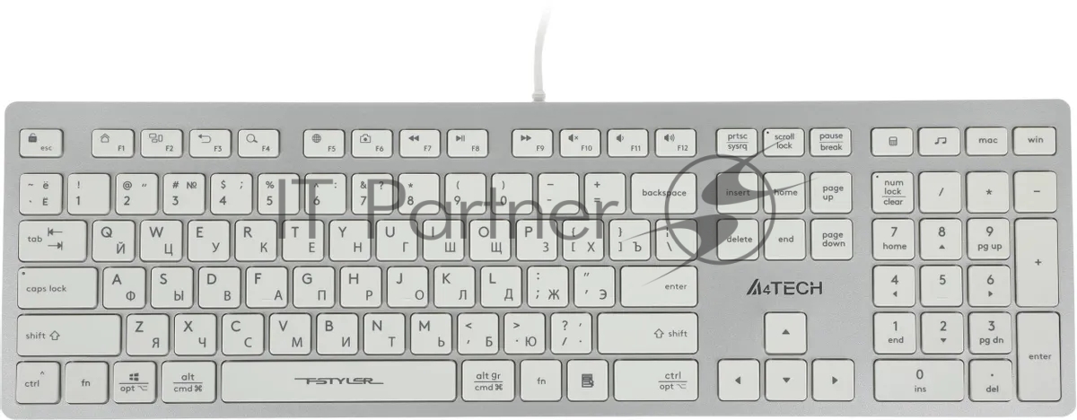 Клавиатура проводная A4Tech Fstyler FX50, USB, белый