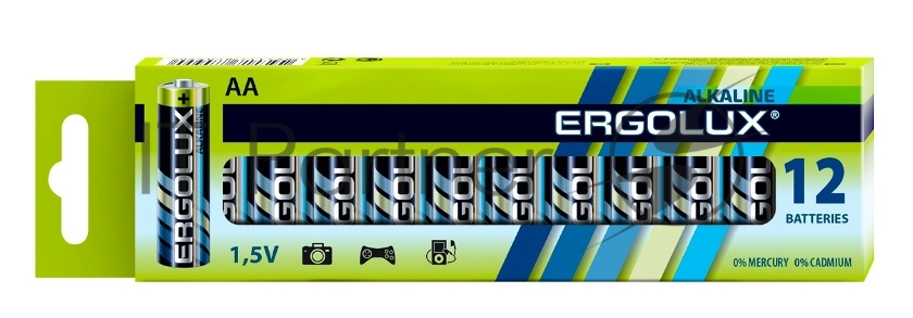 Ergolux  LR6 Alkaline BP-12 (LR6 BP-12, батарейка,1.5В) (12 шт. в уп-ке)