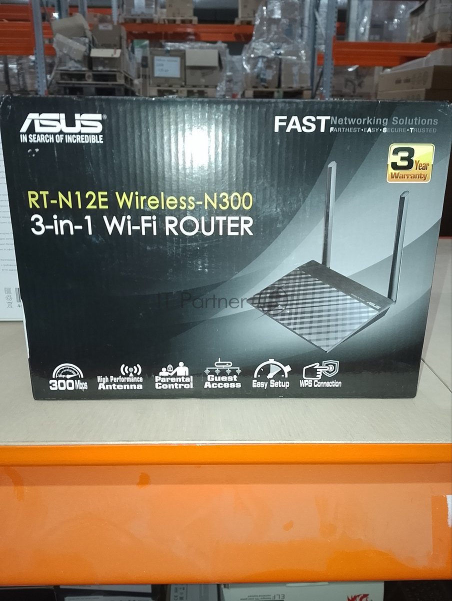 (Поврежденная упаковка) Маршрутизатор ASUS RT-N12E (N300, 1x100Mbs WAN, 4x100Mbs LAN) (RT-N12E)