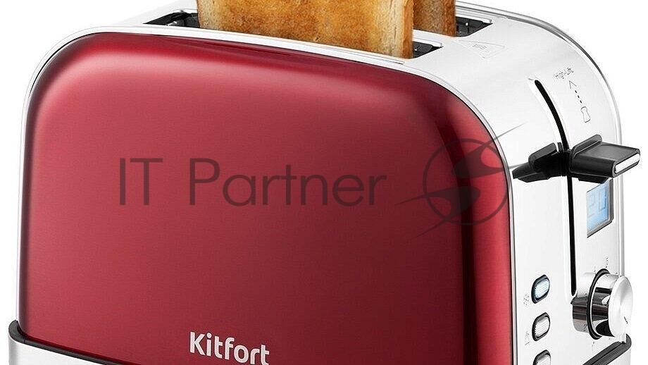 Тостер Kitfort КТ-2036-1, 800-950 Вт, 2 тоста, красный