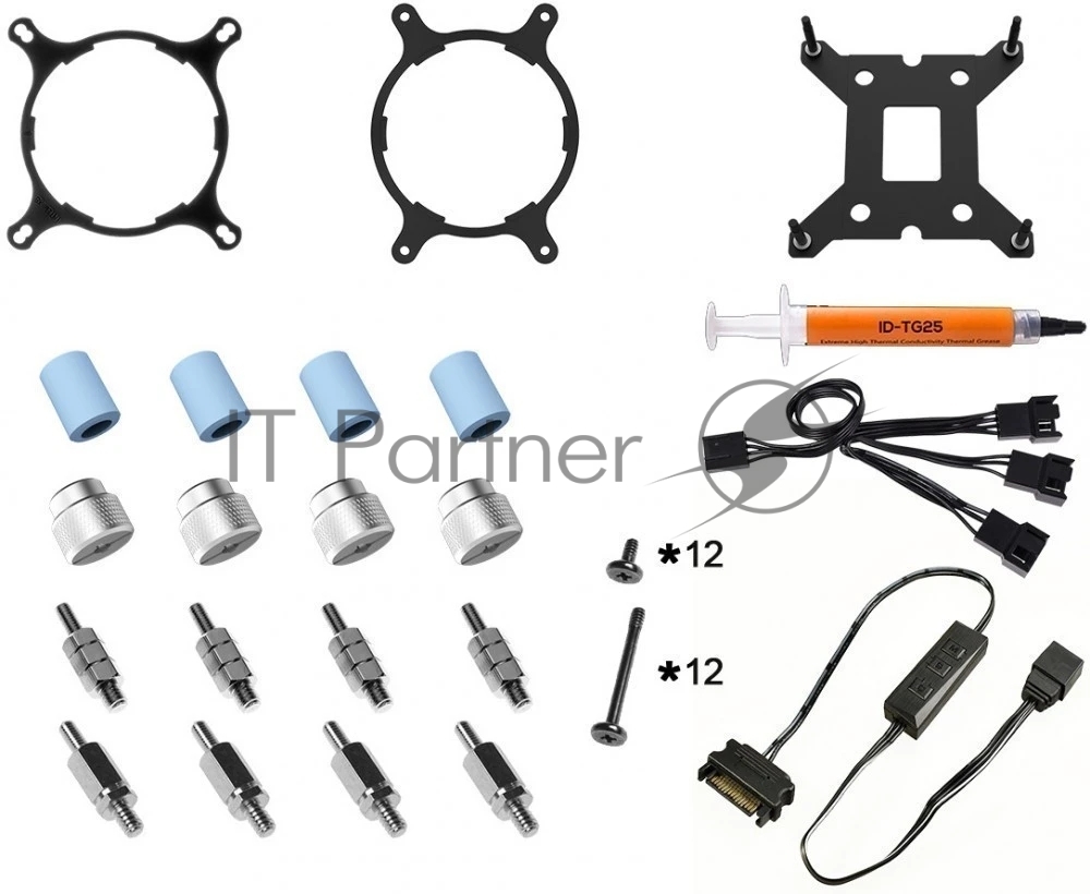 Комплект жидкостного охлаждения ID-COOLING ZOOMFLOW 360 XT SNOW LGA20XX/LGA115X/AM4/AM3/+/AM2/+/FM2/+/FM1(4шт/кор,TDP 350W, cнежно-белый, ARGB FAN and PUMP, PWM, TRIPLE FAN 120mm) RET