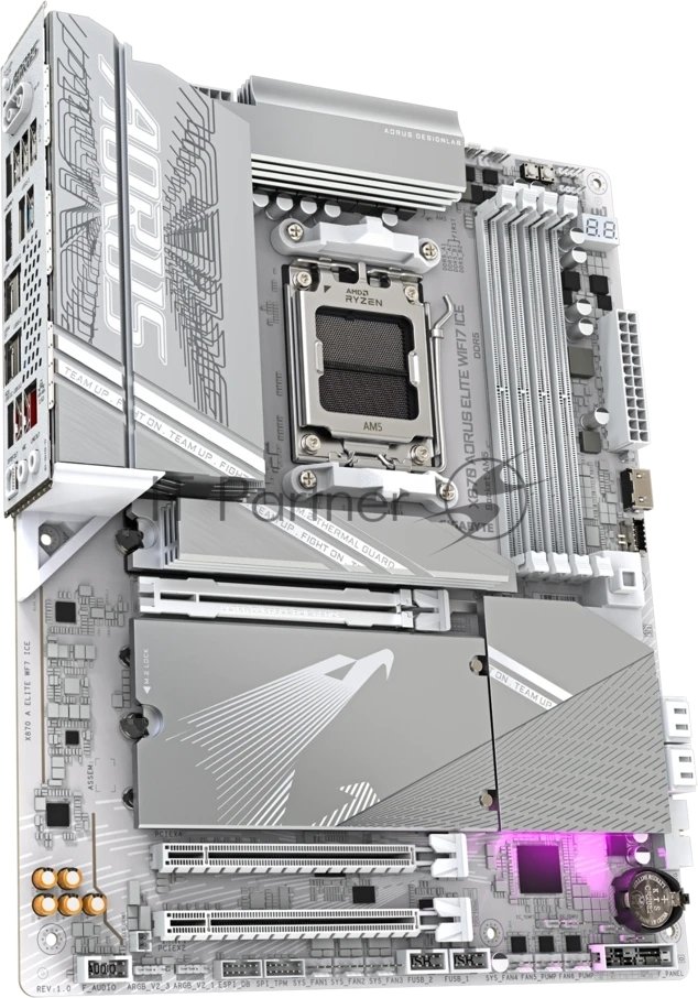 Материнская плата Gigabyte X870 A ELITE X ICE Socket AM5 AMD X870 4xDDR5 ATX AC`97 8ch(7.1) 2.5Gg RAID+HDMI