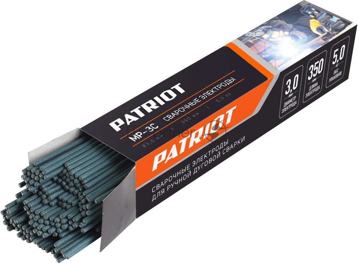 Электроды сварочные PATRIOT, марка МР-3С, диам. 3,0мм, длина 350мм, уп. 5кг