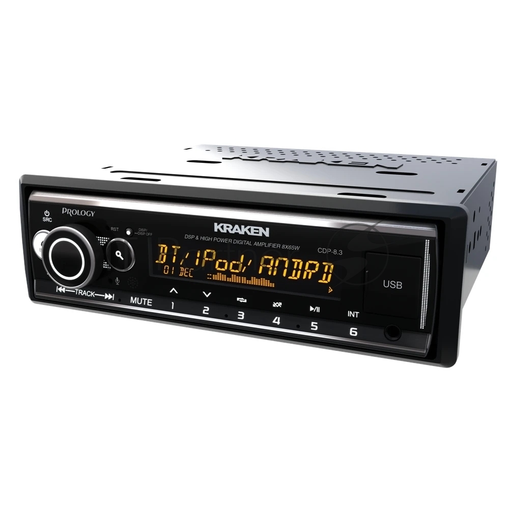 Автомагнитола Prology CDP-8.3 KRAKEN, 1 DIN, Bluetooth, USB Type-A, AUX, пульт ДУ