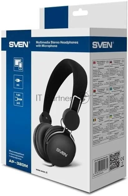 Наушники SVEN AP-320M черный микрофон