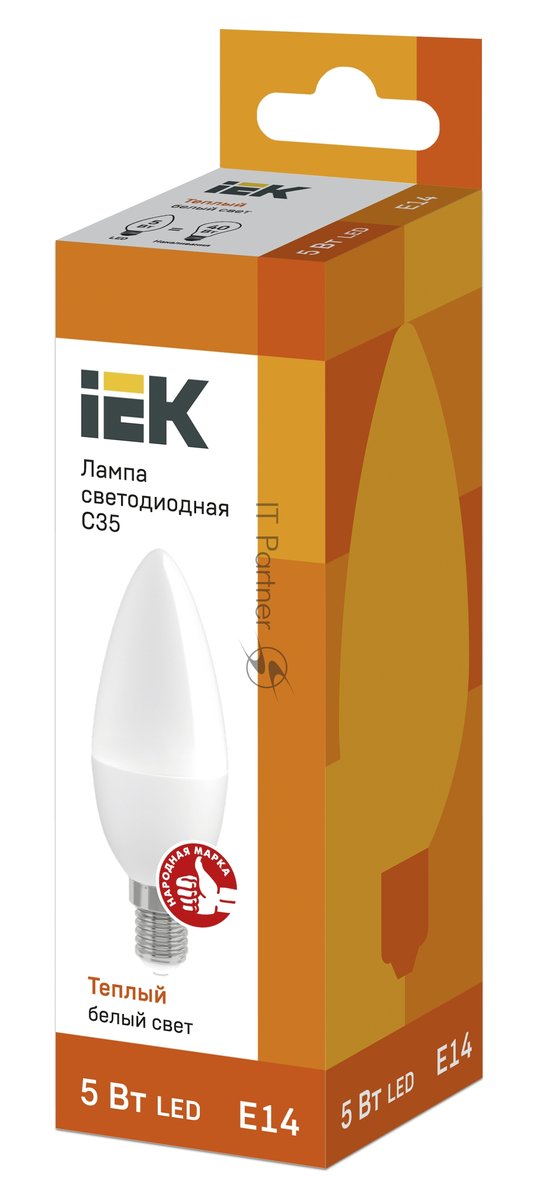 Лампа cветодиодная Iek LLE-C35-5-230-30-E14 ECO C35 свеча 5Вт 230В 3000К E14 IEK