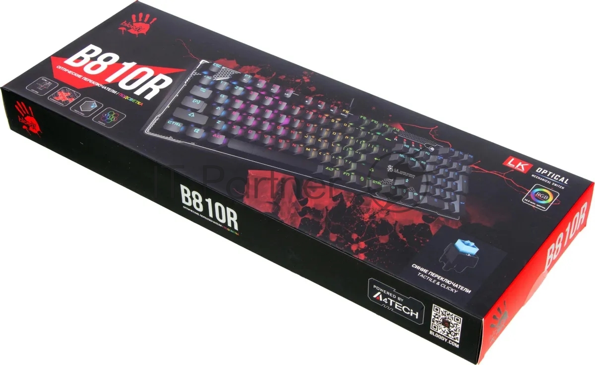 Клавиатура Bloody B810R проводная, USB Type-A, чёрный
