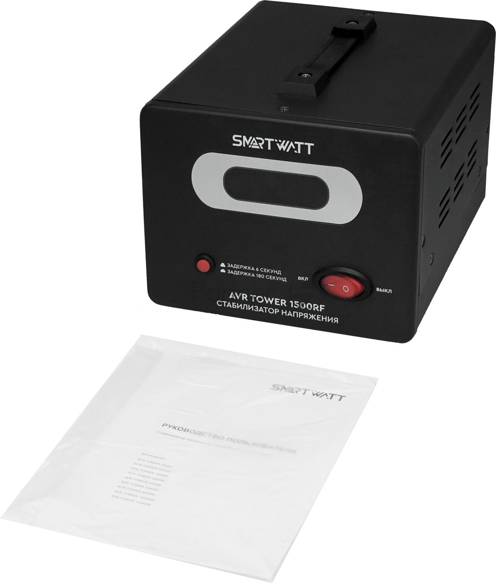 Напольный стабилизатор напряжения SMARTWATT AVR TOWER 1500RF (140W - 260W, 1500VA, 1.5 кВт, 50-60 Гц, розеток - 2, LED-д