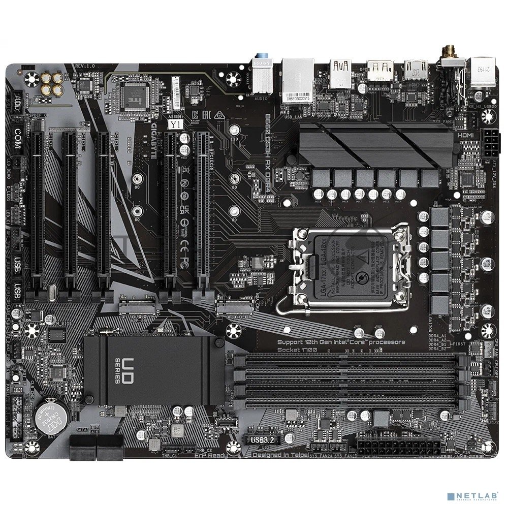 Материнская плата Gigabyte B660 DS3H AX DDR4, Socket 1700, Intel®B660, 4xDDR4-3200, HDMI+DP, 5xPCI-Ex16, 4xSATA3(RAID 0/1/5/10), 2xM.2, 8Ch Audio, GLan, WiFi, (4+4)xUSB2.0, (1+2)xUSB3.2, (1+1)xUSB3.2 Type-C™, 1xPS/2, ATX, RTL (833381)