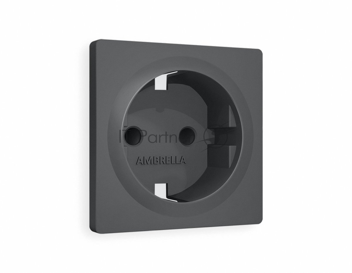 Комплект розетки Ambrella AP9070, ALFA, графит, с/з