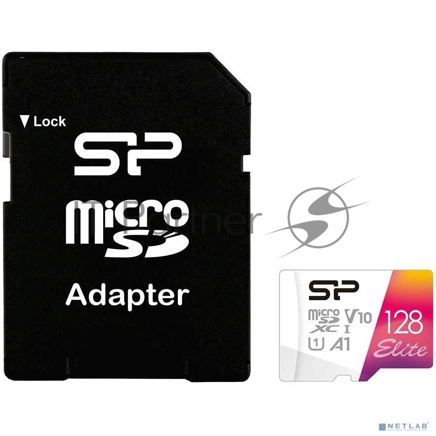 Флеш карта microSD 128Gb Silicon Power Elite A1 microSDXC Class 10 UHS-I U3 100 Mb/s (SD адаптер)