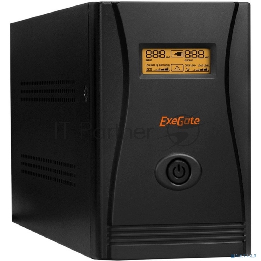 Источник бесперебойного питания ExeGate SpecialPro Smart LLB-2000.LCD.AVR.4SH.RJ.USB <2000VA/1200W, LCD, AVR,4*Schuko,RJ45/11,USB, металлический корпус, Black>