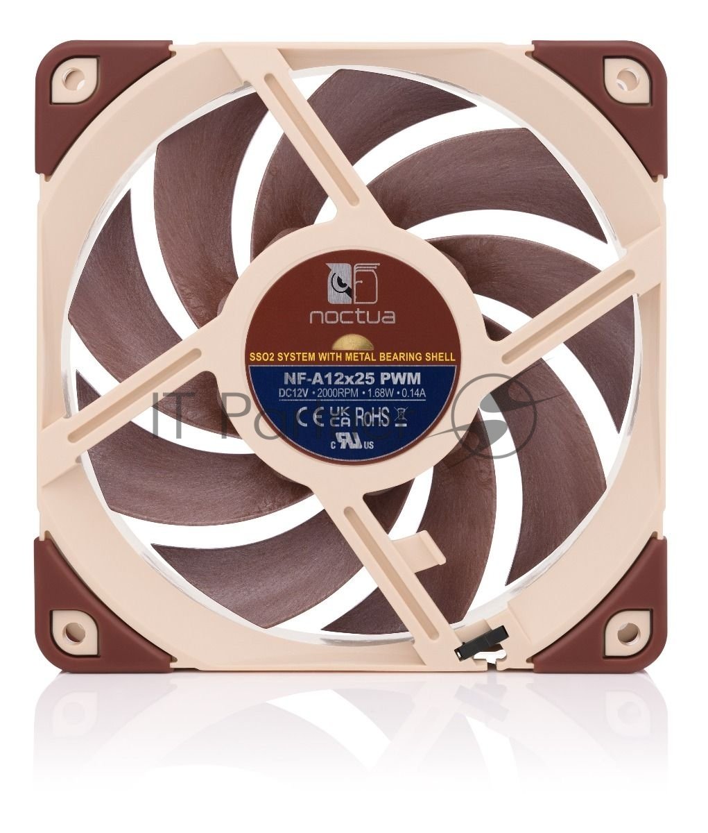 Вентилятор корпусной Noctua NF-A12x25 PWM, 120 мм, 450-2000 об/мин, 22.6 дБ, 4-pin PWM, без подсветки