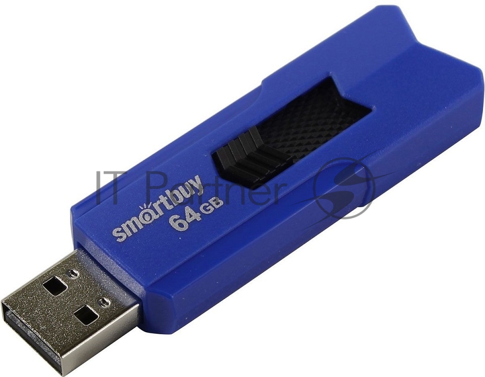 Флешка USB Smartbuy STREAM Blue (SB64GbST-B), 64Gb, USB 2.0, R/W 25/15, синий/черный