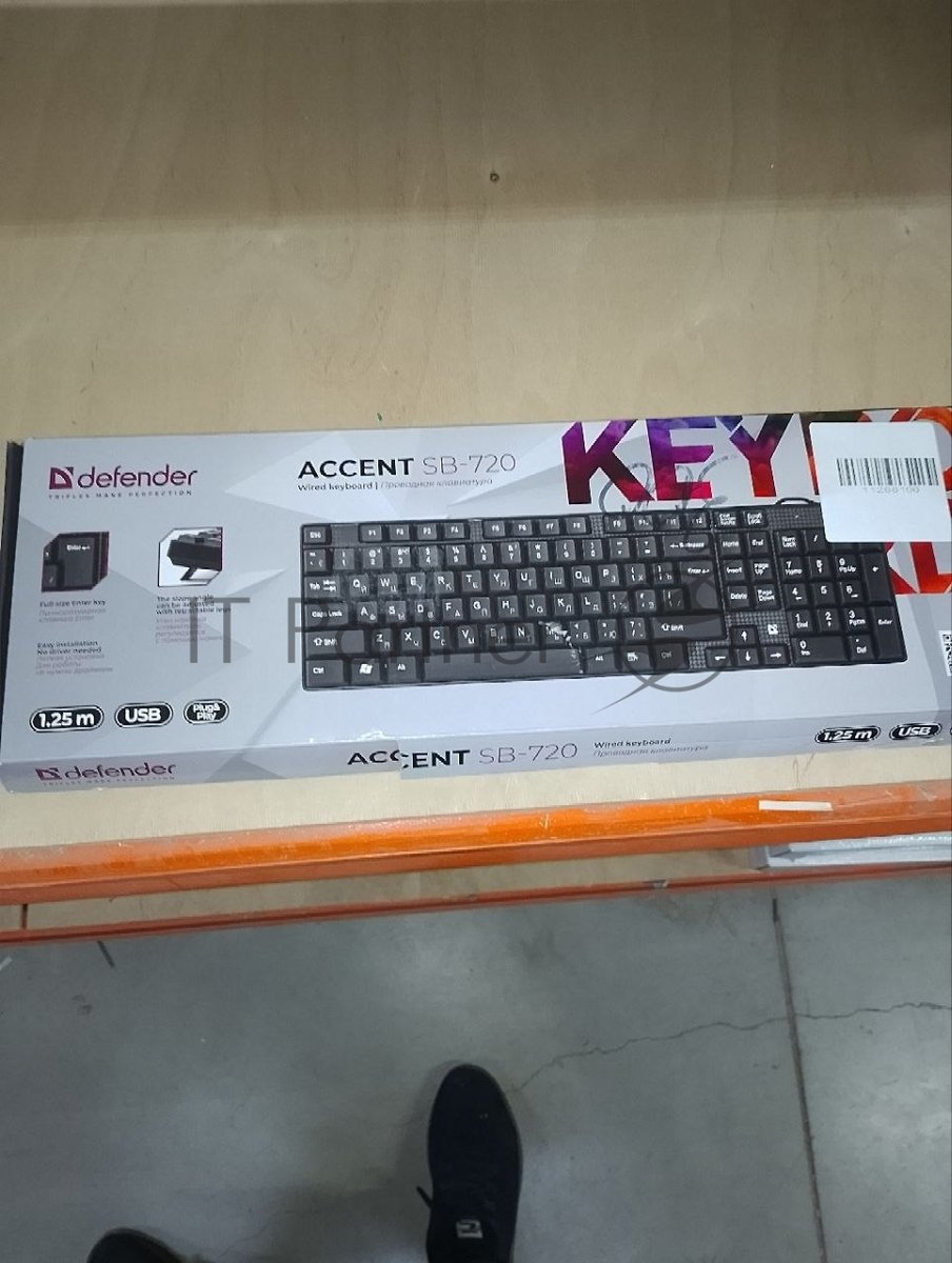(Поврежденная упаковка) Клавиатура проводная DEFENDER Accent SB-720 черный (USB, 102 кл.) (45720)