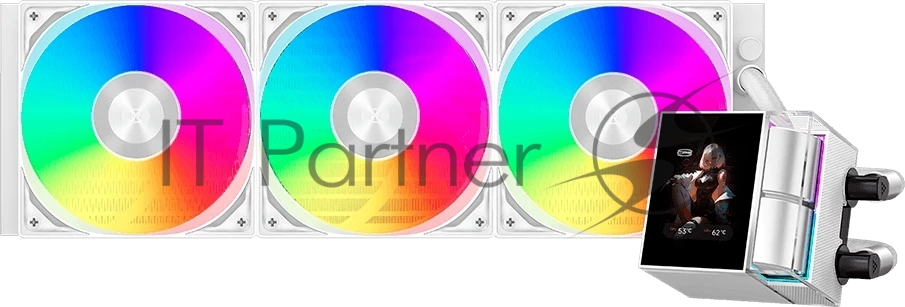 Система водяного охлаждения PcCooler DS360 Display ARGB Soc-AM5/AM4/1200/1700/1851 белый 4-pin 39.8dB Al LCD 310W Ret (DS360-WHAWXY-GL)