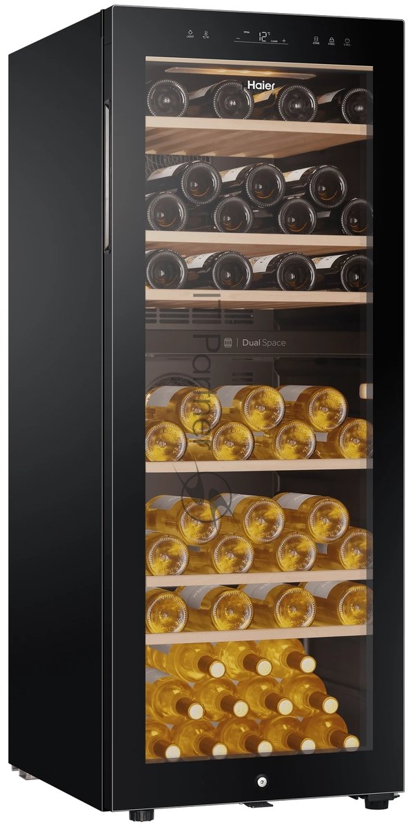Винный шкаф Haier FWC77GDAE1 черный, 190 л, 2 отсека, 77 бут., класс A