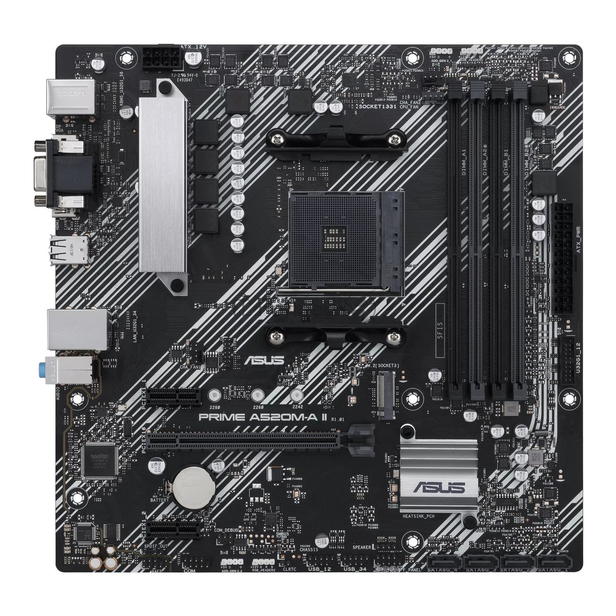 Материнская плата ASUS PRIME A520M-A II/CSM, AM4, AMD A520, 4xDDR4, 4xSATA, 1xM.2, 1xPCI-E 3.0 x16, 2xPCI-E x1, 1xDP, 1xHDMI, 1xVGA, 1x 1Gb LAN, 2xUSB-A 2.0, 4xUSB-A 3.0, 3x3.5 мм, 7.1, mATX