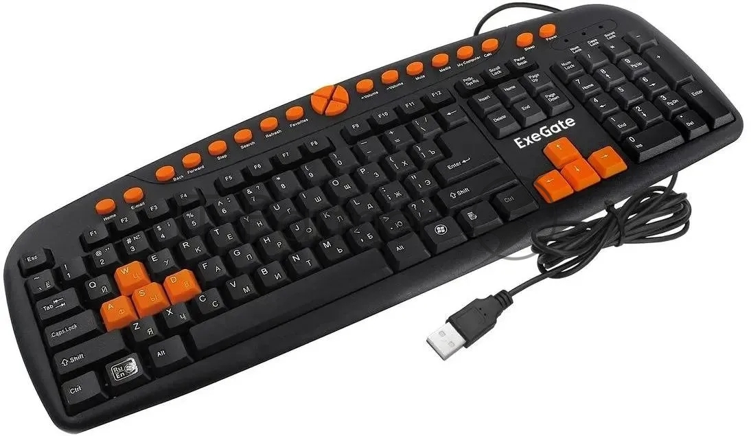 Exegate EX280435RUS Клавиатура Exegate LY-504M, <USB, шнур 1,5м, черная, 123кл, Enter большой, мультимедиа>, Color box