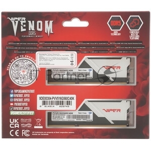 Оперативная память Patriot Viper Venom, DDR5, 16GB (1x16GB), 5600 MHz, CL36, с радиатором, серый