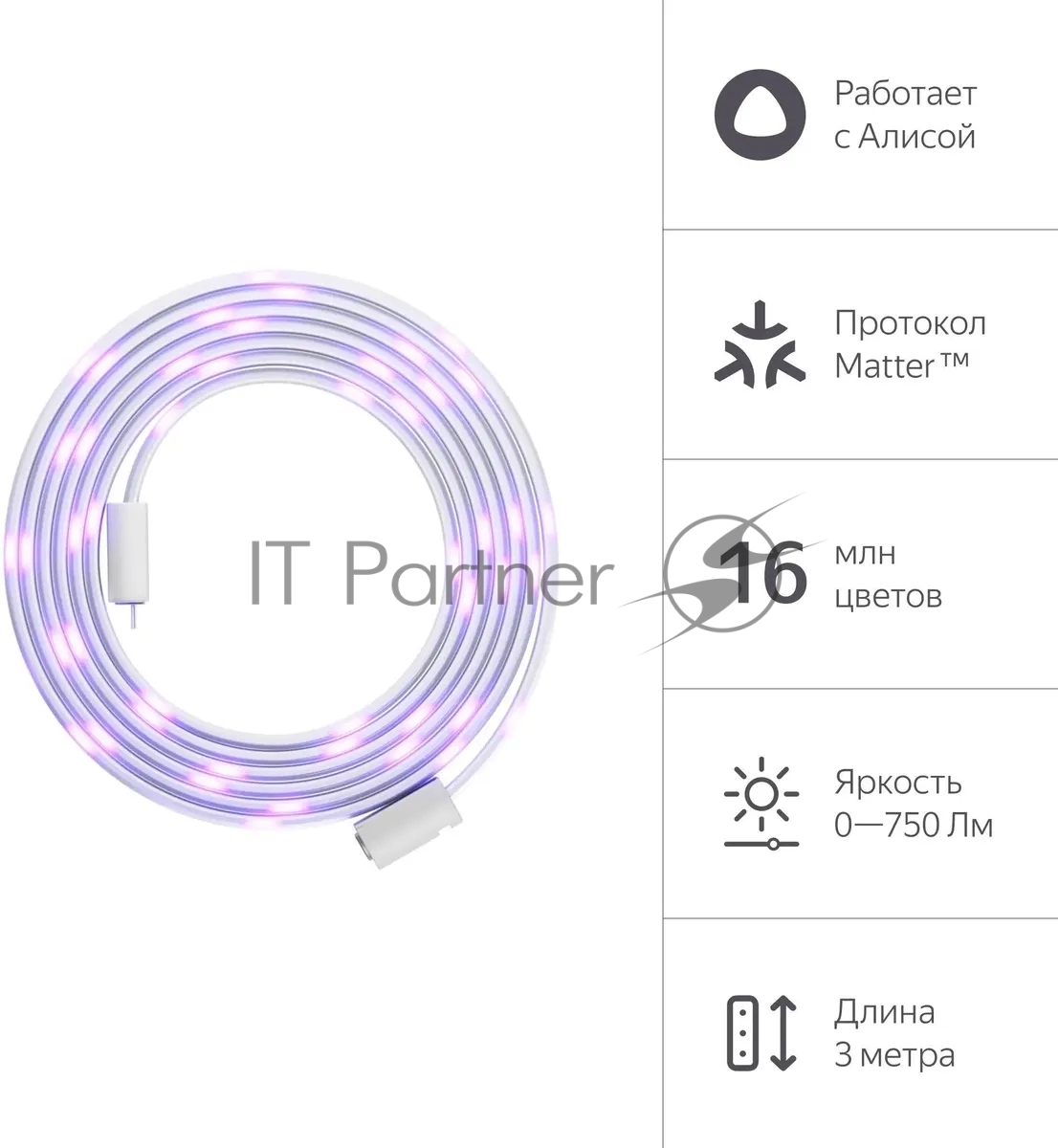 Лента светодиодная умная Yandex Matter 8.2В 3м (YNDX-00544)