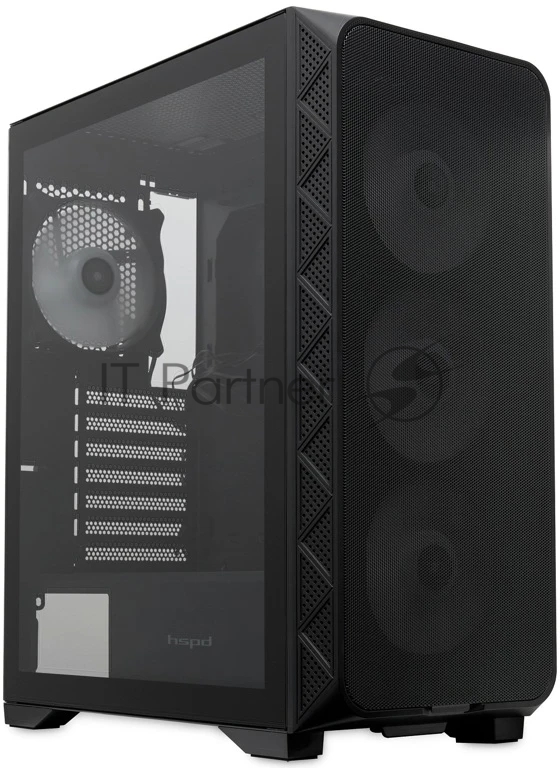 Компьютерный корпус HSPD M521, Mesh Mid Tower, черный, slide TG, 0.45 SPCC, 4x120мм ARGb ATX, mATX, mITX 160/330/184мм 2x2.5", -, 7xPCI 2xUSB-A 3.0, 1xUSB-A 1.0 390x200x449мм