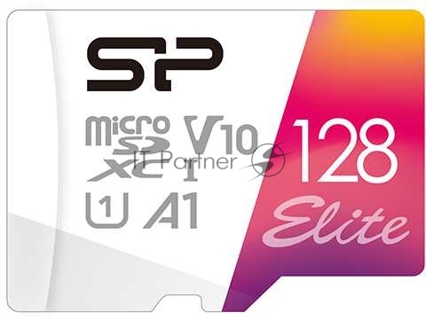 Флеш карта microSD 128Gb Silicon Power Elite A1 microSDXC Class 10 UHS-I U3 100 Mb/s (SD адаптер)