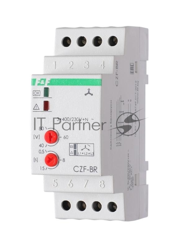 Реле контроля фаз CZF-BR (3х400/230+N 8А 1перекл. IP20 монтаж на DIN-рейке) F&F EA04.001.003
