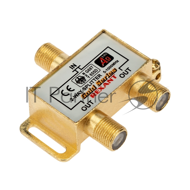 ДЕЛИТЕЛЬ ТВ "краб" x 2 + 3шт. F "BOX" 5-1000 МГц "GOLD" REXANT (Цена за шт., в уп. 10 шт.)