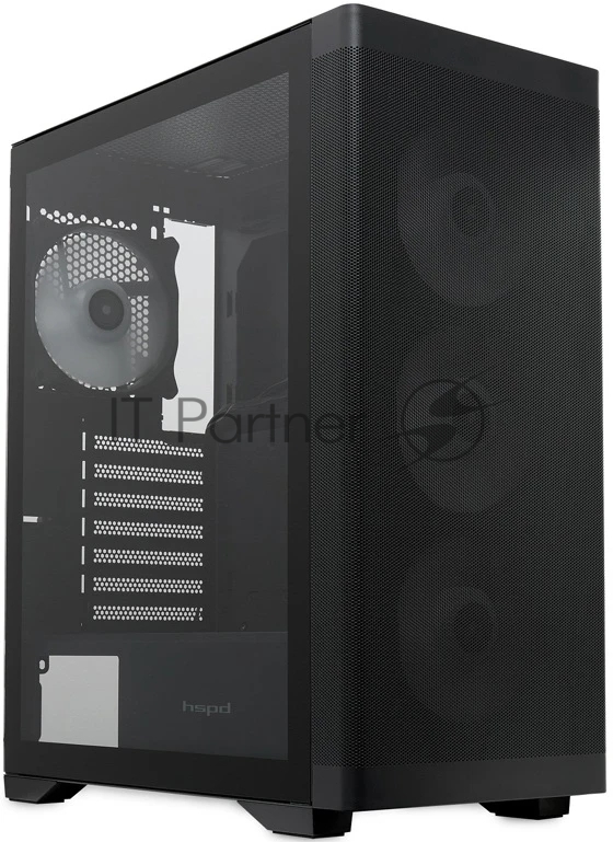 Компьютерный корпус HSPD M520, Mesh Mid Tower, черный, slide TG, 0.45 SPCC, 4x120мм ARGb ATX, mATX, mITX 160/330/184мм 2x2.5", -, 7xPCI 2xUSB-A 3.0, 1xUSB-A 1.0 390x200x449мм