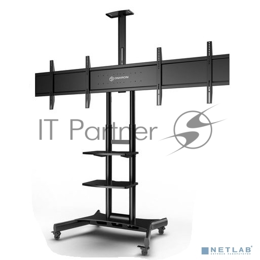 Стойка для двух телевизоров с кронштейном ONKRON TS1881DV 40"-65", мобильная, черная