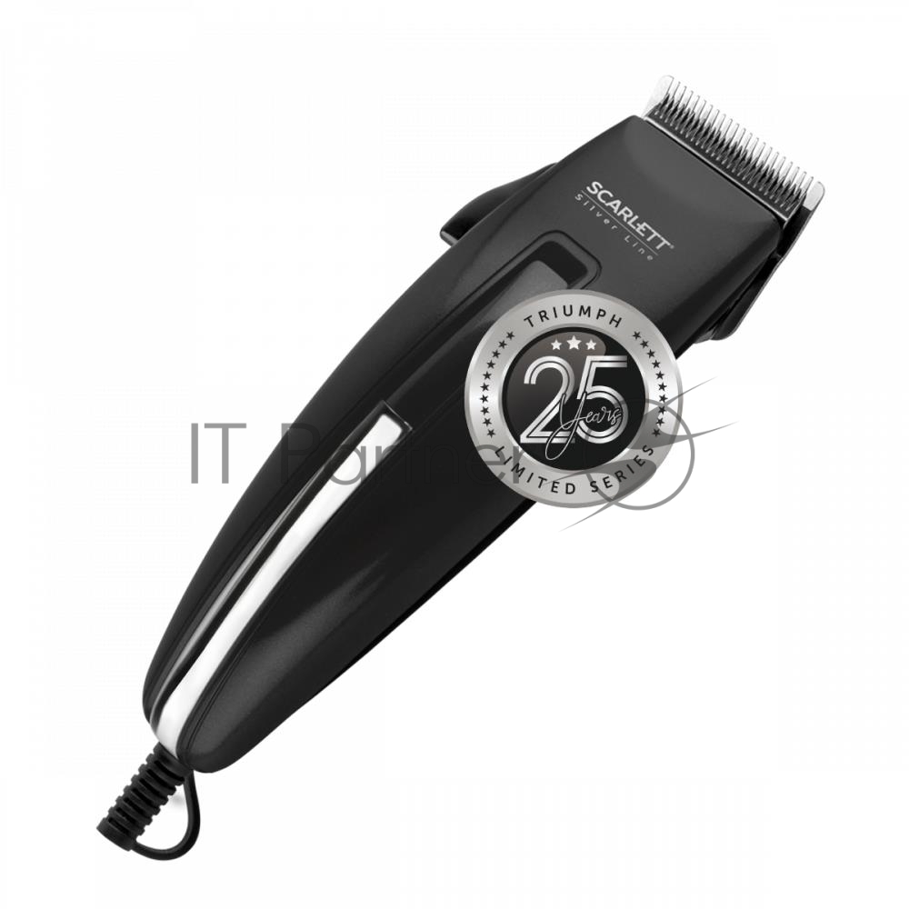 Машинка для стрижки волос Scarlett SC-HC63C11 (Silver Line)Мощность, Вт: 15; Насадки: 4 съемных гребня на 3, 6, 9, 12 мм; Питание: Сеть; Материал лезвия: нержавеющая сталь; Длина стрижки, мм: 3-12; Щетка для чистки машинки: Да; Масленка для машинки: Да; Удобная петелька для подвешивания: Да; Длина электрошнура, м: 1.7; Черный;