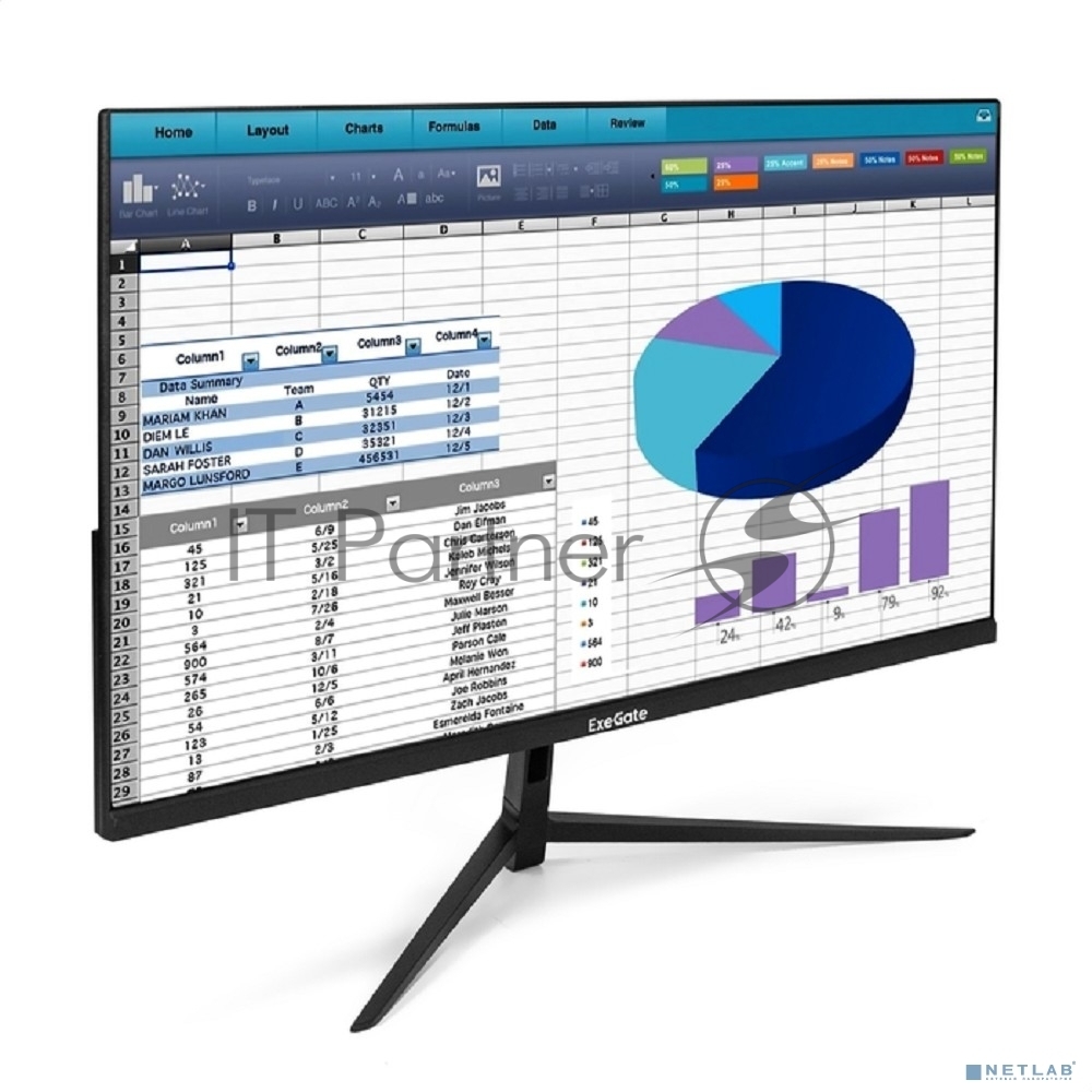 Монитор 23.8" ExeGate ProSmart EZ2400 IPS 1920x1080, 75 Гц, 5 мс, 16:9, 250 кд/м², HDMI 1.4, VGA, 3.5 Jack, HDR10, FreeSync, черный