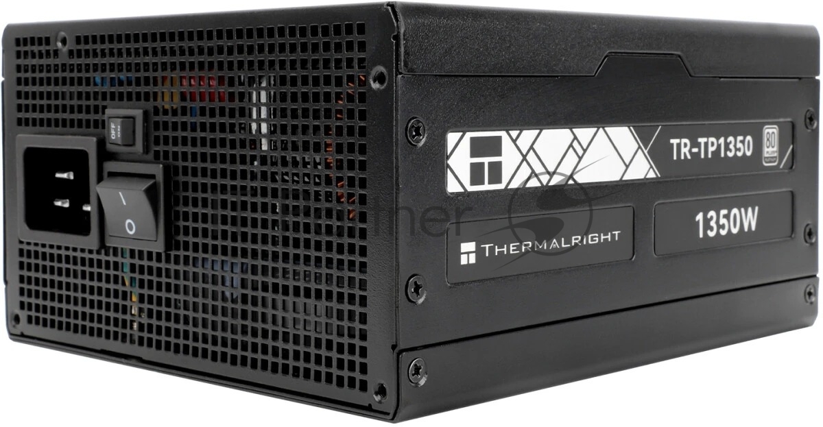 Блок питания Thermalright, 1350W 80+ Platinum (ATX, 3.0, PCIe 5.0, Full modular, 1x24(20+4)pin 600мм, 2xCPU 8(4+4)pin, 2xPCIe*2 8(6+2)pin, 2x12VHPWR PCIe 5.0 12+4pin 600мм, 6xSATA, 5xMOLEX4pin, Active, 120x120мм, 170x150x86мм, OPP, OVP, OTP, OCP, SCP, черный)