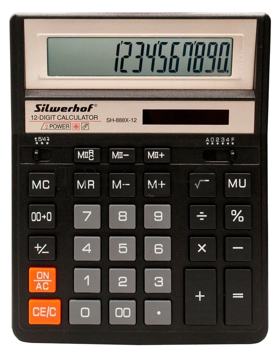Калькулятор настольный Silwerhof SH-888X-12 черный 12-разр.