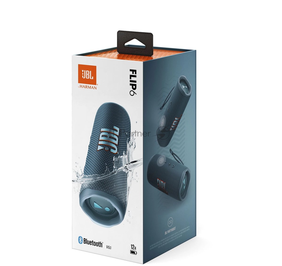 Портативная акустика JBL Flip 6 синий, Bluetooth 5.1, время воспроизведения 12 ч, емкость аккумулятора 4800 mAh, время заряда 2,5 ч, синий