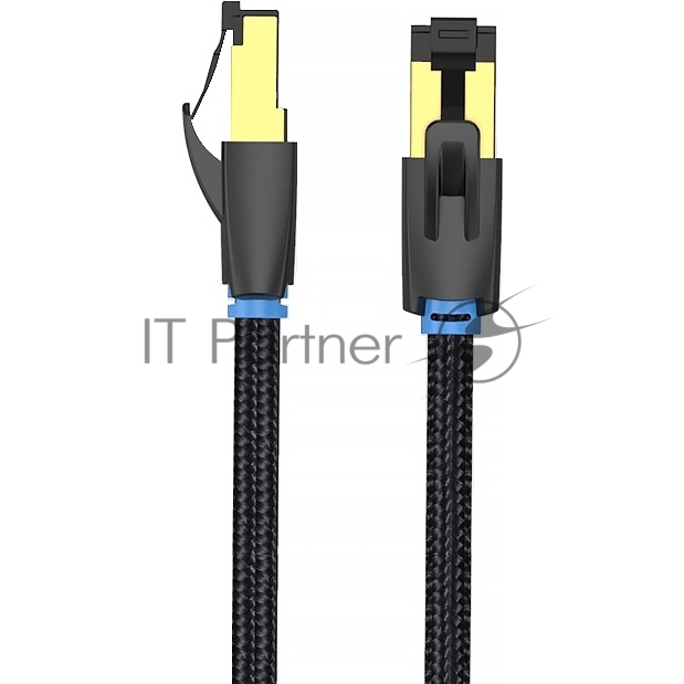 Патч-корд Vention прямой SFTP cat.8 RJ45 - 1м. черный Тканевая оплетка