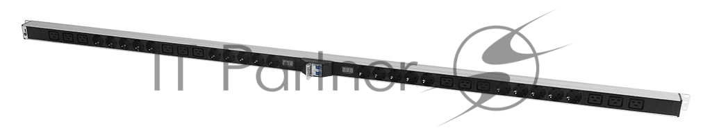 Блок силовых розеток Rem Rem-32, Shuko х 20, IEC 60320 С19 х 12, вход колодка, 19", 1863х45х45 мм (ВхШхГ), 32А, автомат + амперметр, черный, 2 контура